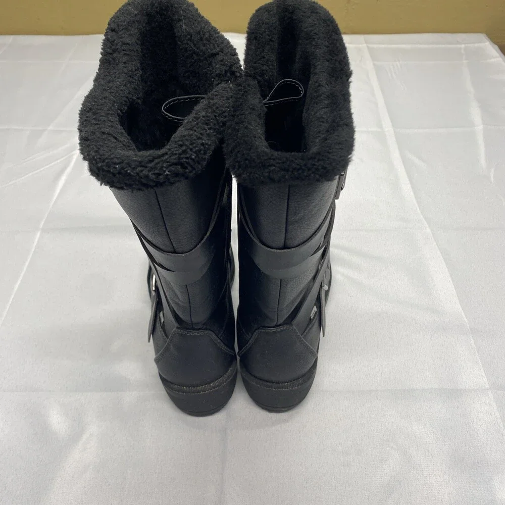 Totes Women's Diedre Black Faux Fur Winter Boots Size 10 Medium